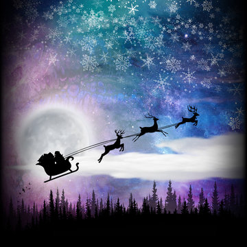 Santa Claus is coming to town silhouette art