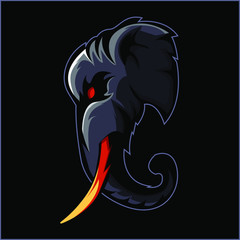 Elephant esport mascot logo design