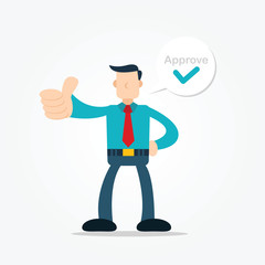 Illustration vector graphic cartoon character of businessman showing his thumb up