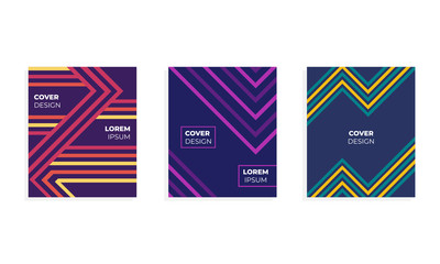 Set of three modern cover design with artsy geometric shape . Editable template and adapt to magazine , presentation , poster , background , book cover A4 size . Vector Illustration EPS 10