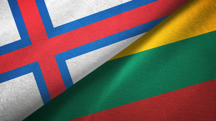 Faroe Islands and Lithuania two flags textile cloth, fabric texture