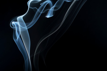 Water mist from vapor isolated over black background
