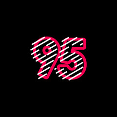 95 years Anniversary Line Design Logo Vector Template Illustration