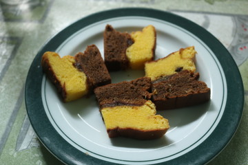 delicious cake on a plate.