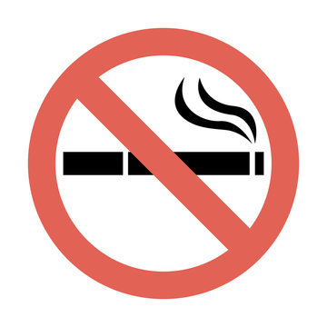 Stop smoking &ndash; quit smoking sign symbol. Cigarette pictogram. Red vector icon.
