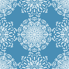 Seamless pattern with decorative circles in the style of a mandala. Vector illustration.