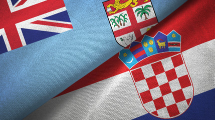 Fiji and Croatia two flags textile cloth, fabric texture