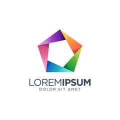 Fototapeta premium Gradient Pentagon Logo vector illustration, colorful logo