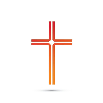 christian cross icon. Abstract line christian cross. Vector illustration.