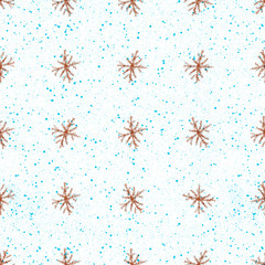 Hand Drawn red Snowflakes Christmas Seamless Patte