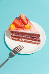 Appetizing natural desserts on a bright colored background