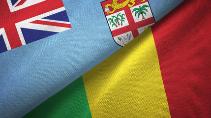 Fiji and Mali two flags textile cloth, fabric texture
