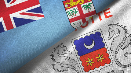 Fiji and Mayotte two flags textile cloth, fabric texture