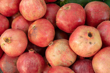 The close-up of ripe pomegranate