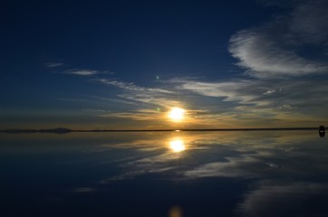 ウユニ塩湖 夕暮れ