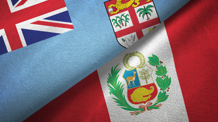 Fiji and Peru two flags textile cloth, fabric texture