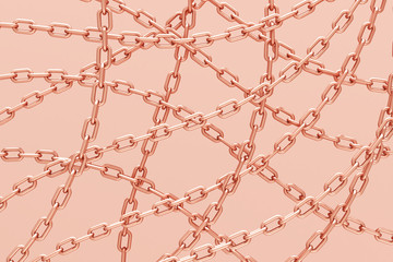 Background made of pink gold chains - 3D illustration