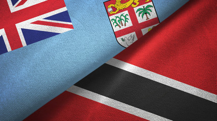 Fiji and Trinidad and Tobago two flags textile cloth, fabric texture