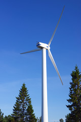 Fototapeta na wymiar wind turbine against blue sky, norrland, jämtland, åre, sweden, sverige, europe