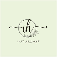IH Letter Initial beauty monogram and elegant logo design, handwriting logo of initial signature, wedding, fashion, floral and botanical with creative template design.