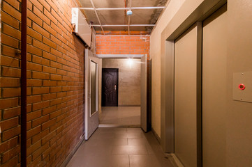 Russia, Omsk- August 05, 2019: interior room apartment. public place, staircase