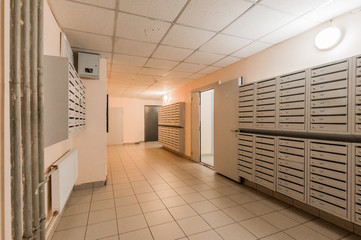 Russia, Omsk- August 05, 2019: interior room apartment. public place, staircase