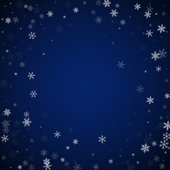 Sparse snowfall Christmas background. Subtle flyin