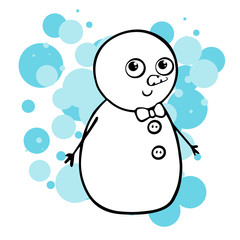  doodle sketch snowman. Simple, flat illustration 