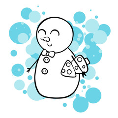  doodle sketch snowman. Simple, flat illustration 