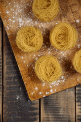 pasta on wooden table