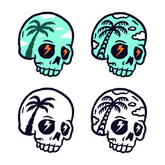 Set of coconut skull, isolated on a white