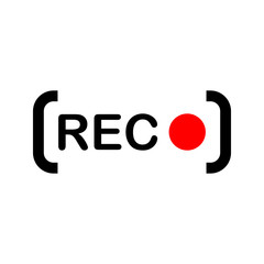 Framed recording sign, currently recording, rec, vector illustration icon