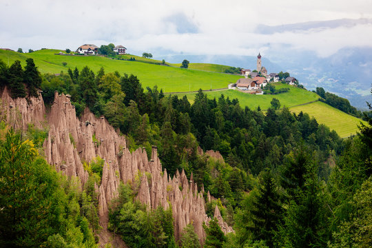 Natural Earth Pyramids in Renon, Ritten, South Tyrol, Italy