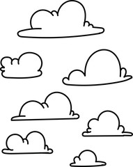 cloud cartoon hand drawn set Cloud signs,  background. Vector illustration	
