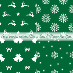 Fototapeta na wymiar Merry Christmas and Happy New Year Seamless Pattern Vector Set.