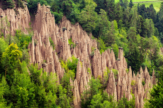 Natural Earth Pyramids in Renon, Ritten, South Tyrol, Italy