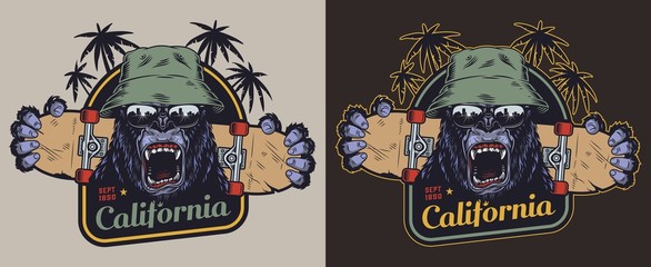 Colorful skateboarding vintage label © DGIM studio