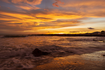 Nice sunset on a beach of la renega, Oropesa
