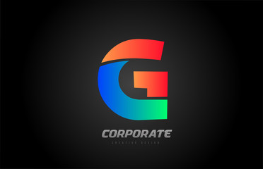 blue orange letter G alphabet logo design icon for company