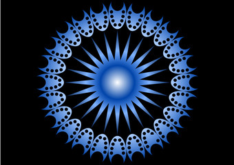 Blue Mandala on black background