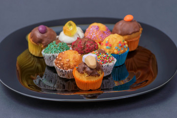 many mini muffins on dessert buffet - muffin closeup