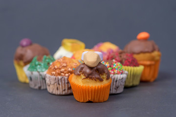many mini muffins on dessert buffet - muffin closeup