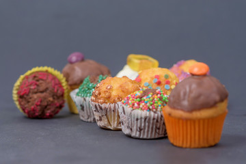 many mini muffins on dessert buffet - muffin closeup