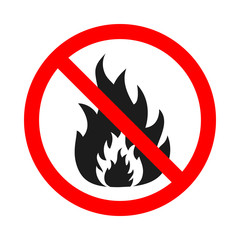 No fire sign on white background. Stop sign