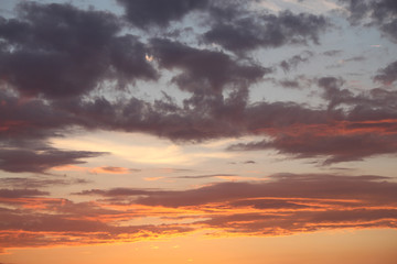 Fototapeta na wymiar beautiful sunset sky with clouds background texture