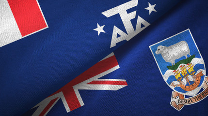 French Southern and Antarctic Lands and Falkland Islands two flags