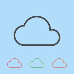 Cloud icon in flat style on blue background. Vector illustration