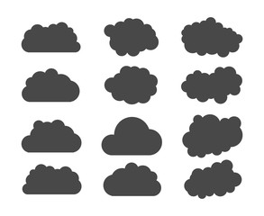 Cloud in flat style set on white background. Vector illustration