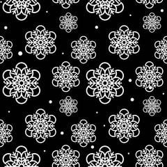Christmas snowflakes with mermaid scales seamless vector pattern