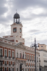 Fototapeta na wymiar European Clock Building during a sunny day